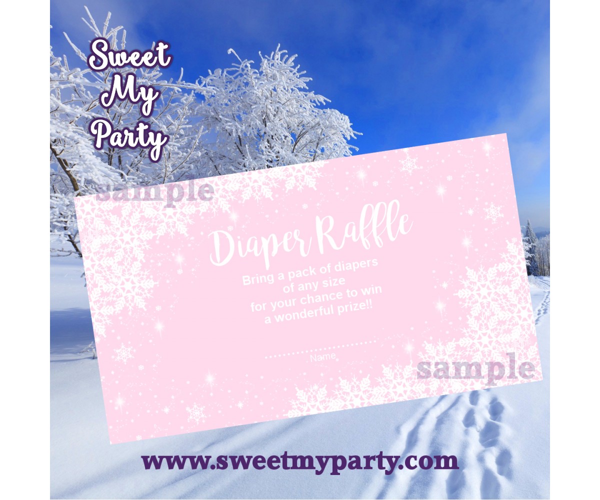 Winter Wonderland Baby Shower pink diaper raffle tickets,(pink 5)